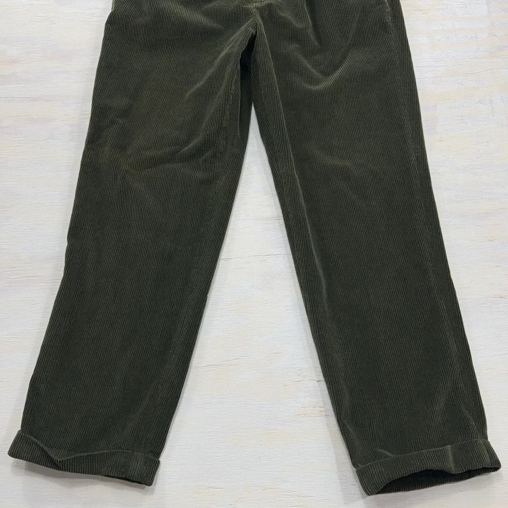 Brooks Brothers Corduroy Pants Elliot Pleated Cuffed Olive Green Mens W35 L32